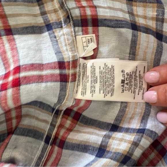 Brooks Brothers Red and Blue Plaid Linen Size Large Casual Shirt EUC - Picture 4 of 7
